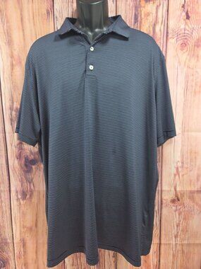 Johnnie-O Mens Navy Blue Striped Polo Size XL